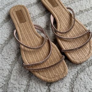 Flats with crystal straps